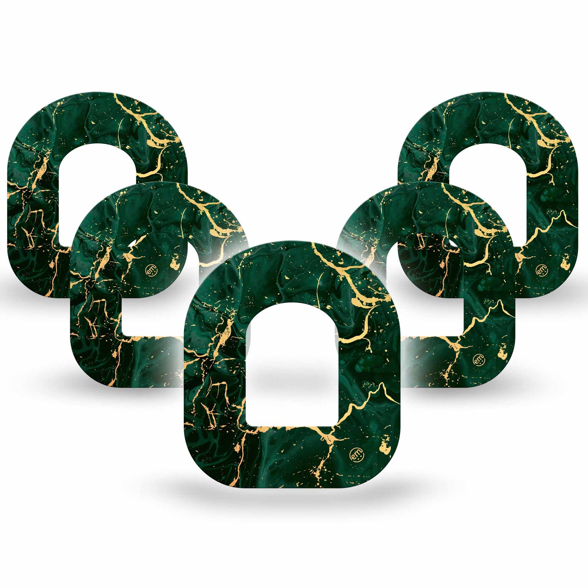 ExpressionMed Green & Gold Marble Pod Tape 5-Pack Green and Gold Stone, Omnipod, Overlay Patch Design