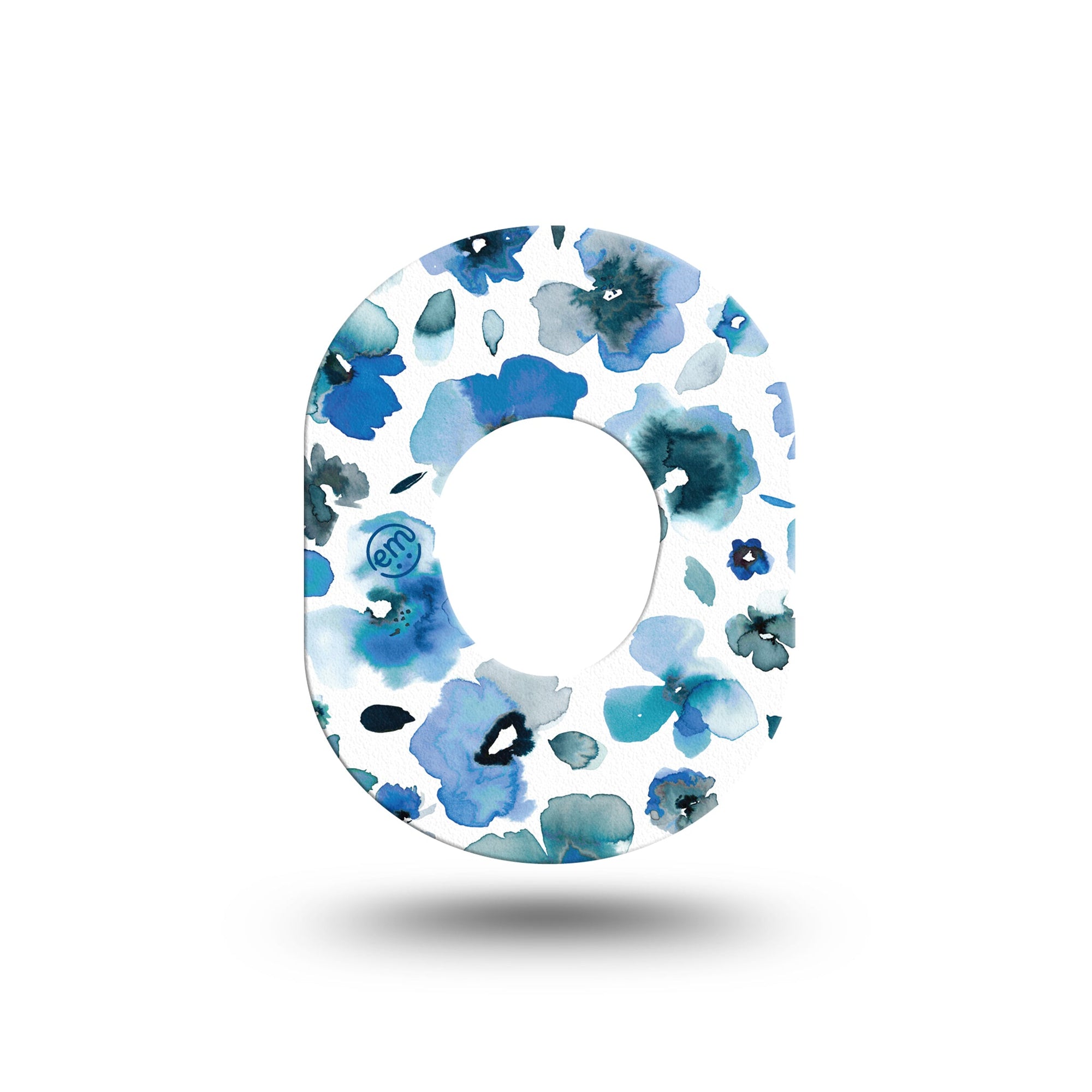 ExpressionMed Main image Sapphire Petals Dexcom G7 Mini Tape, Single, Blue Floral CGM Adhesive Patch Design
