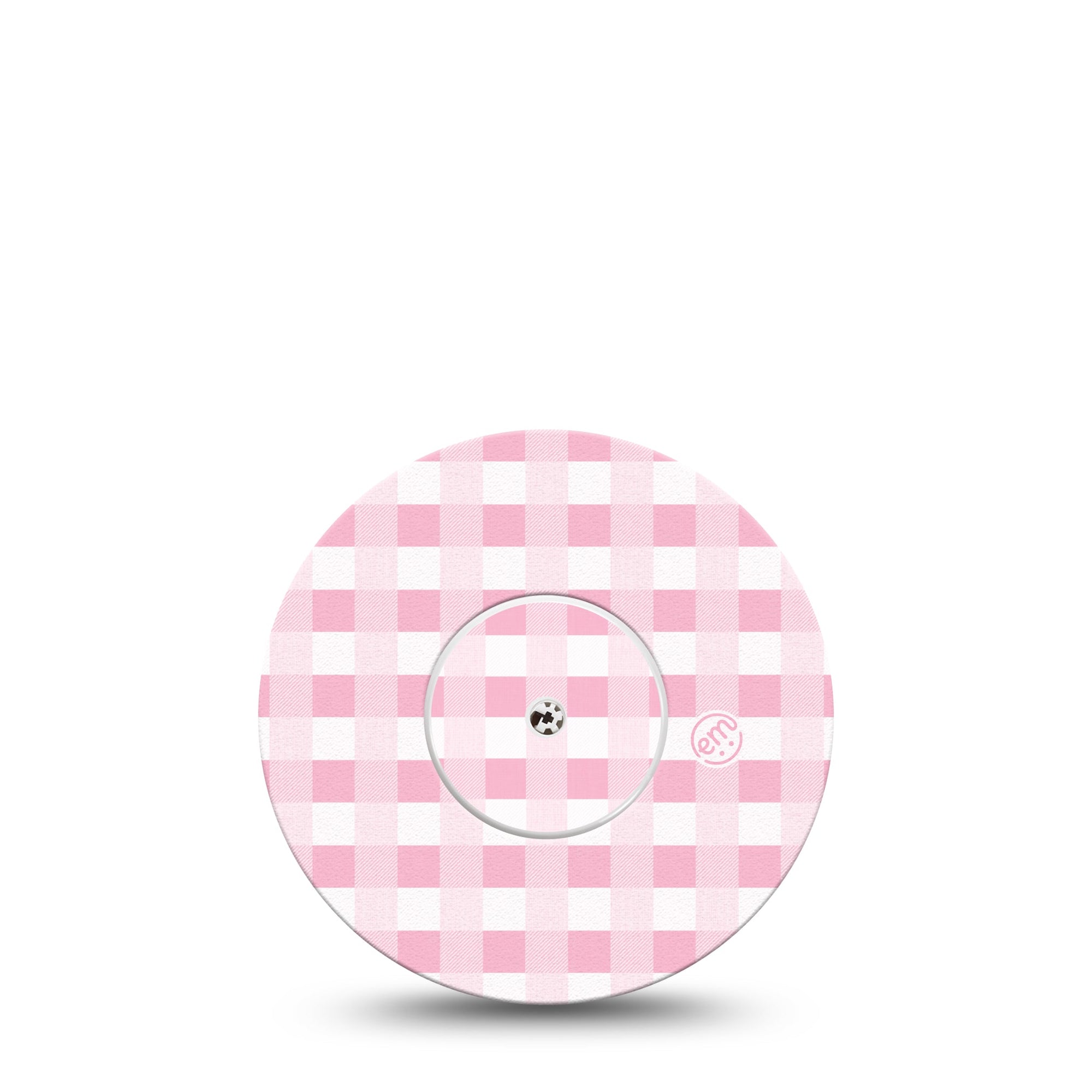 ExpressionMed Pink Gingham Freestyle Libre Transmitter Sticker and Tape, Checkered Pink, CGM Vinyl Sticker and Tape Pairing, Abbott Lingo