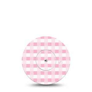 ExpressionMed Pink Gingham Freestyle Libre Transmitter Sticker and Tape, Checkered Pink, CGM Vinyl Sticker and Tape Pairing, Abbott Lingo