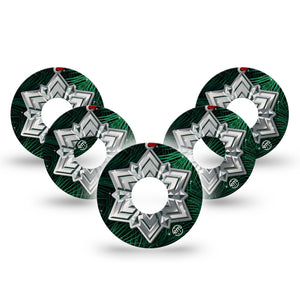 ExpressionMed Metallic Snowflake Libre 3 Tape 5-Pack Cool Christmas Decoration, CGM Fixing Ring Design