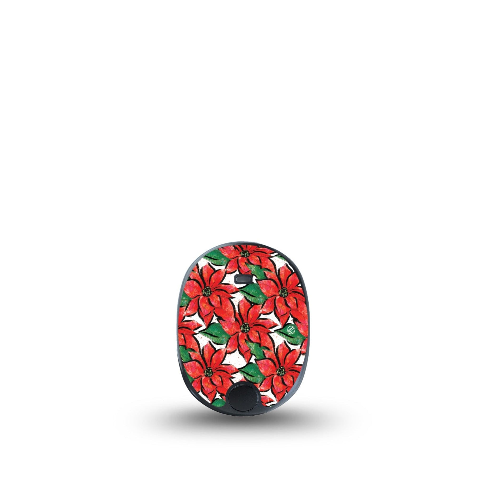 ExpressionMed Poinsettia Eversense Sticker Christmas red floral themed vinyl Eversense overlay device sticker