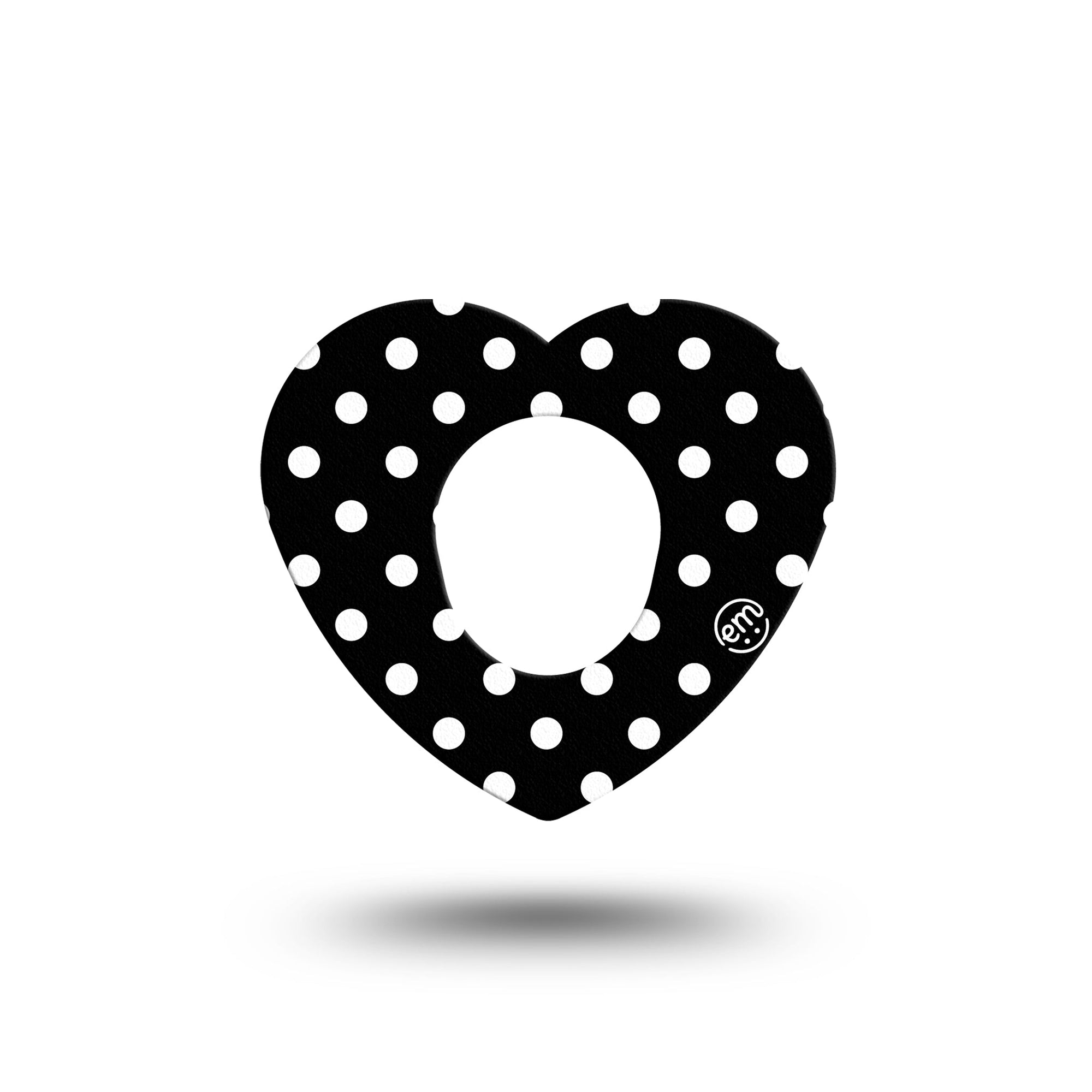 ExpressionMed Black and White Polka Dots G7 Heart Single, Modern Polka Dot Design, Continuous Glucose Monitor Plaster Patch Design, Dexcom Stelo Glucose Biosensor System