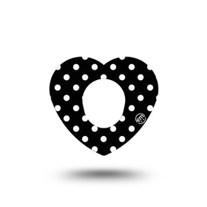 ExpressionMed Black and White Polka Dots G7 Heart Single, Modern Polka Dot Design, Continuous Glucose Monitor Plaster Patch Design, Dexcom Stelo Glucose Biosensor System