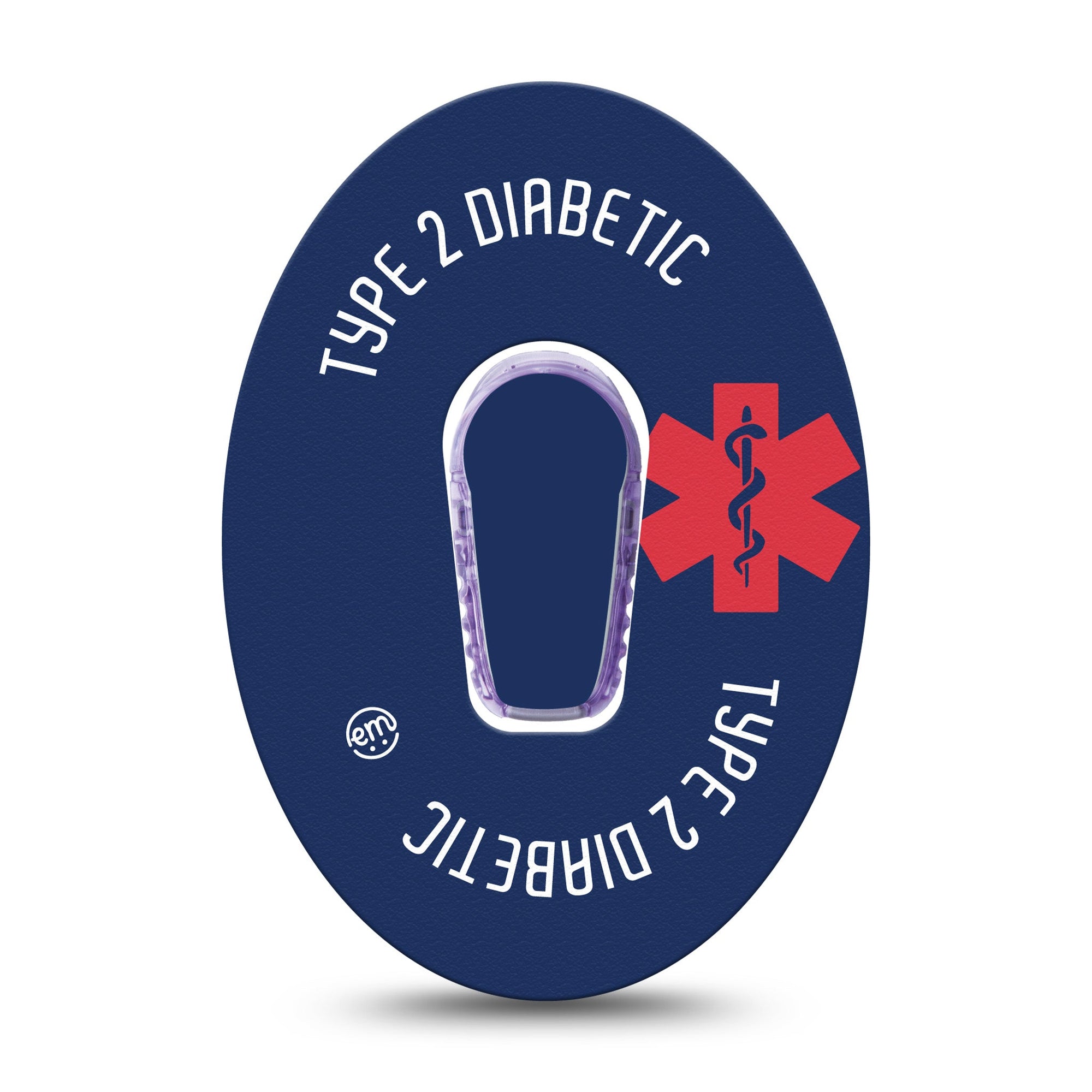 ExpressionMed Type 2 Diabetic Alert G6 Transmitter Sticker and Tape, Dark Blue Diabetes Type 2 Overlay Patch Design with Matching Seperate  Overlay Patch CGM  Design