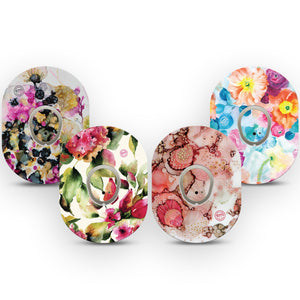 ExpressionMed Dramatic Watercolor Variety Pack Dexcom G7 Tape 8-Pack Tape & Stickers Relaxing Florals, CGM Tape and Sticker Design, Dexcom Stelo Glucose Biosensor System