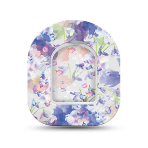 ExpressionMed Dreamy Blooms Pod Mini Tape Single Sticker and Single Tape, Whimsical Blossoms Adhesive Patch Pump Design