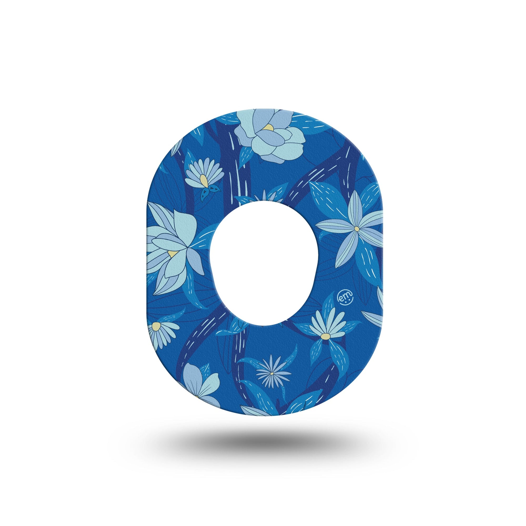 ExpressionMed Bold Blue Flowers Dexcom G7 Mini Tape Cerulean Florals, CGM Plaster Patch Design