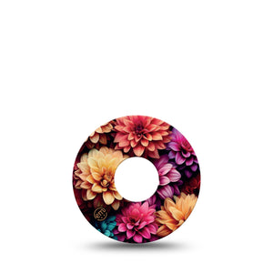 ExpressionMed Dahlia Bouquet Freestyle Libre 3 Single Floral Dahlia Pattern Adhesive Tape CGM Design