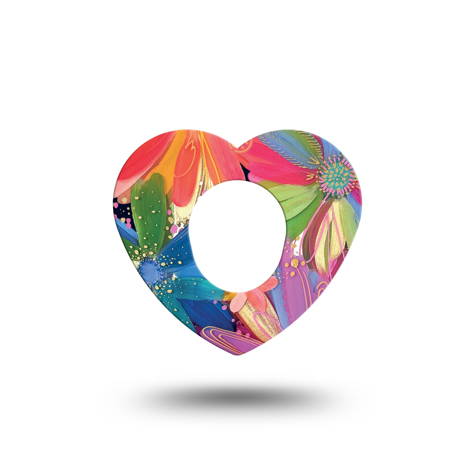 ExpressionMed Flower Song Dexcom G7 Heart Shape Single Modern Abstract art by Etta Vee Fixing Ring Tape CGM Design, Dexcom Stelo Glucose Biosensor System