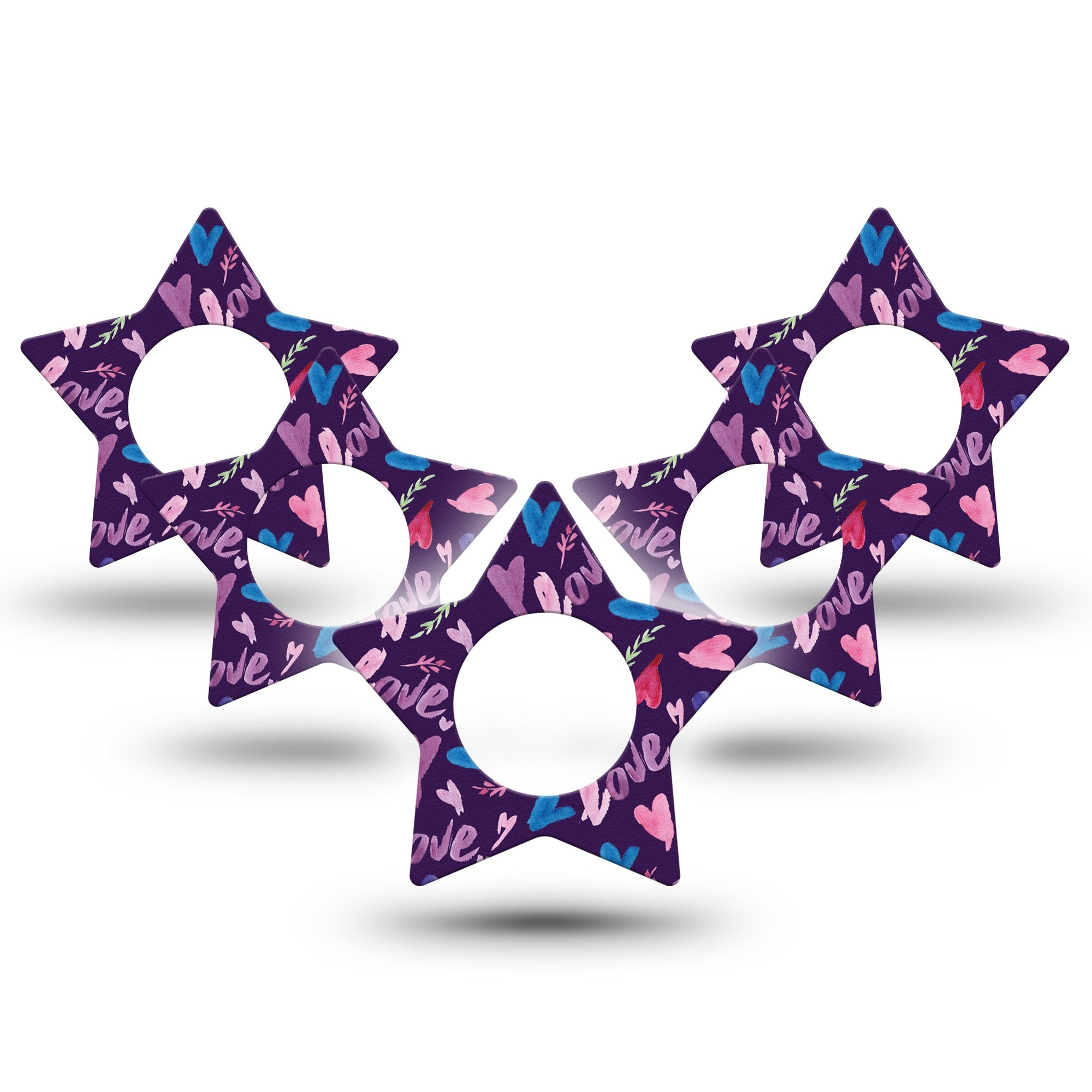 Watercolor Love Libre Star Tape 5-Pack purple star shaped adhesive design, Abbott Lingo