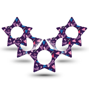 Watercolor Love Libre Star Tape 5-Pack purple star shaped adhesive design