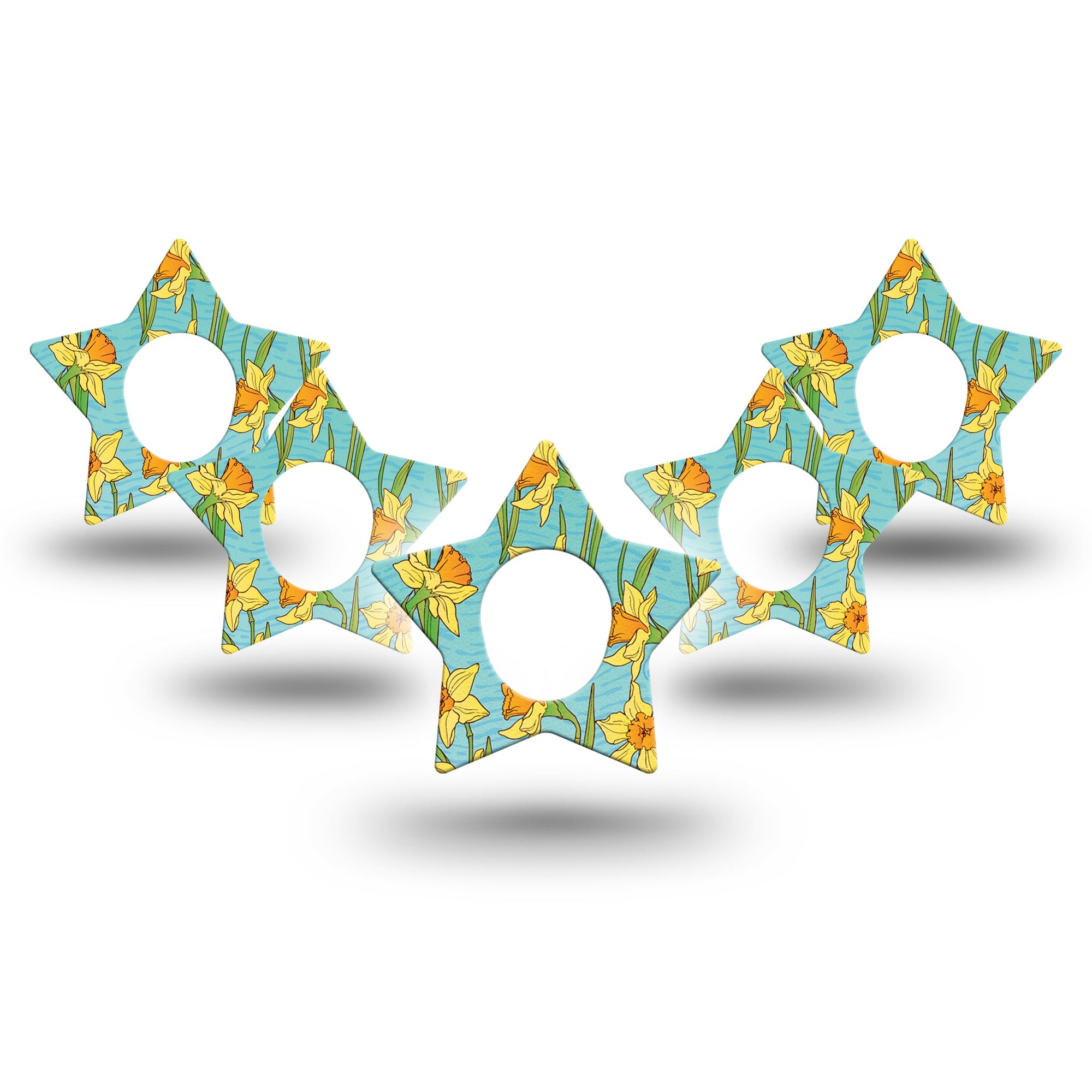 ExpressionMed Daffodils Dexcom G7 Star Shape 5-Pack Sunny Daffodils Overlay Tape CGM Design, Dexcom Stelo Glucose Biosensor System