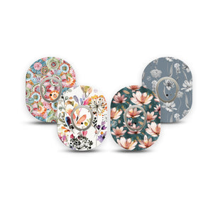 ExpressionMed Tranquil Flowers Variety Pack Dexcom G7 Mini Tape Tape & Sticker 8-Pack Calm Petals, Tape and Sticker Pairing Design, Dexcom Stelo Glucose Biosensor System