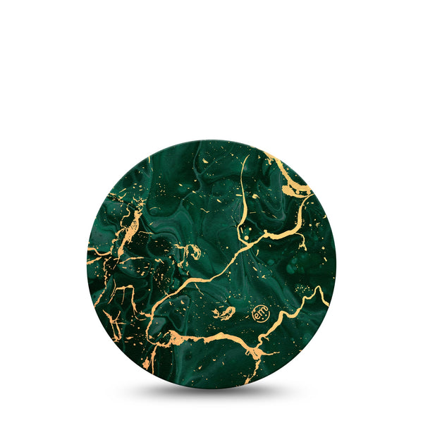 ExpressionMed Green & Gold Marble Libre 2 Overpatch Tape Marbled Stone, CGM Fixing Ring Patch Design, Abbott Lingo