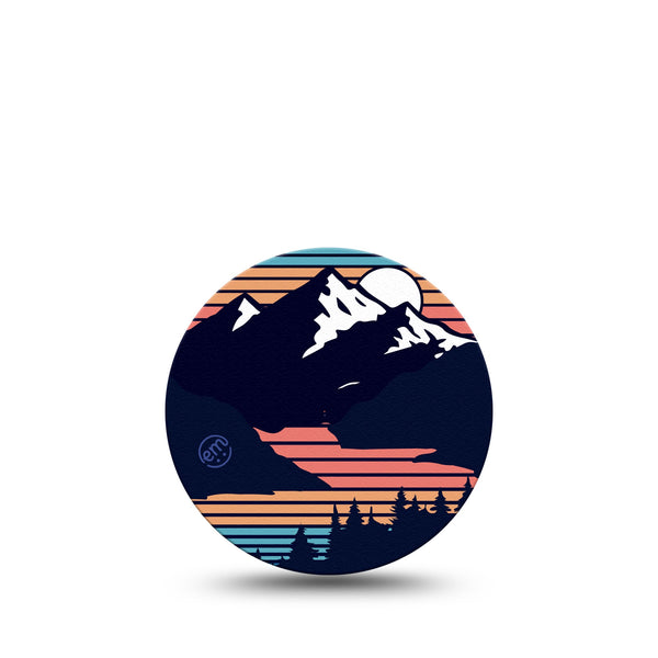 ExpressionMed Retro Mountain Libre 3 Overpatch Retrowave Mountain Scenery, CGM Adhesive Tape Design