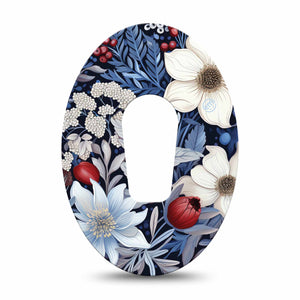 ExpressionMed Winter Floral Dexcom G6 Tape, Single, Cool Tond Florals, CGM Overlay Patch Design