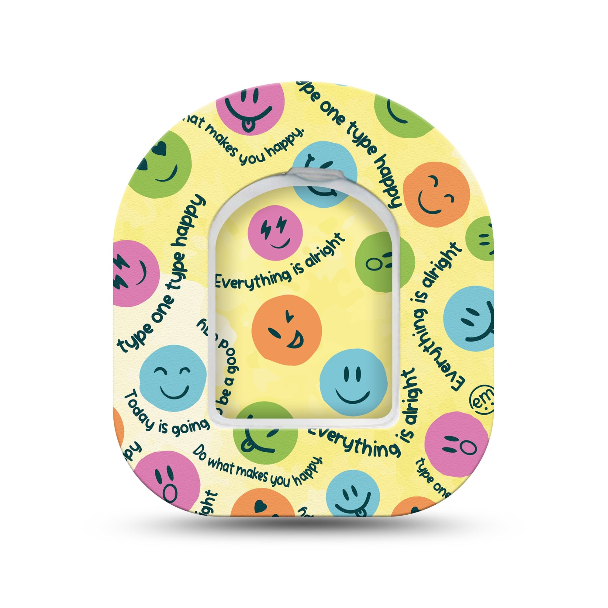 ExpressionMed Smiley Pod Mini Tape Single Sticker and Single Tape, Joyful Expression Fixing Ring Tape Pump Design