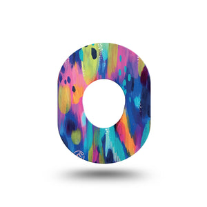 ExpressionMed Streaking Colors Dexcom G7 Mini Tape, Single, colorful adhesive tape design