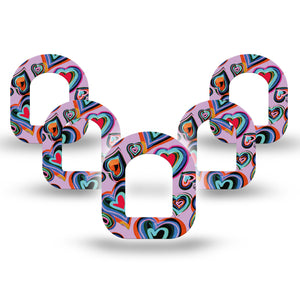 ExpressionMed Neon Hearts Pod Mini Tape 5-Pack, Vibrant Affection Plaster Pump Design