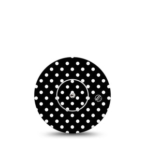 ExpressionMed Black and White Polka Dots Freestyle Libre Transmitter Sticker and Tape, Modern Polka Dot Design, CGM Adhesive Sticker and Tape Pairing, Abbott Lingo