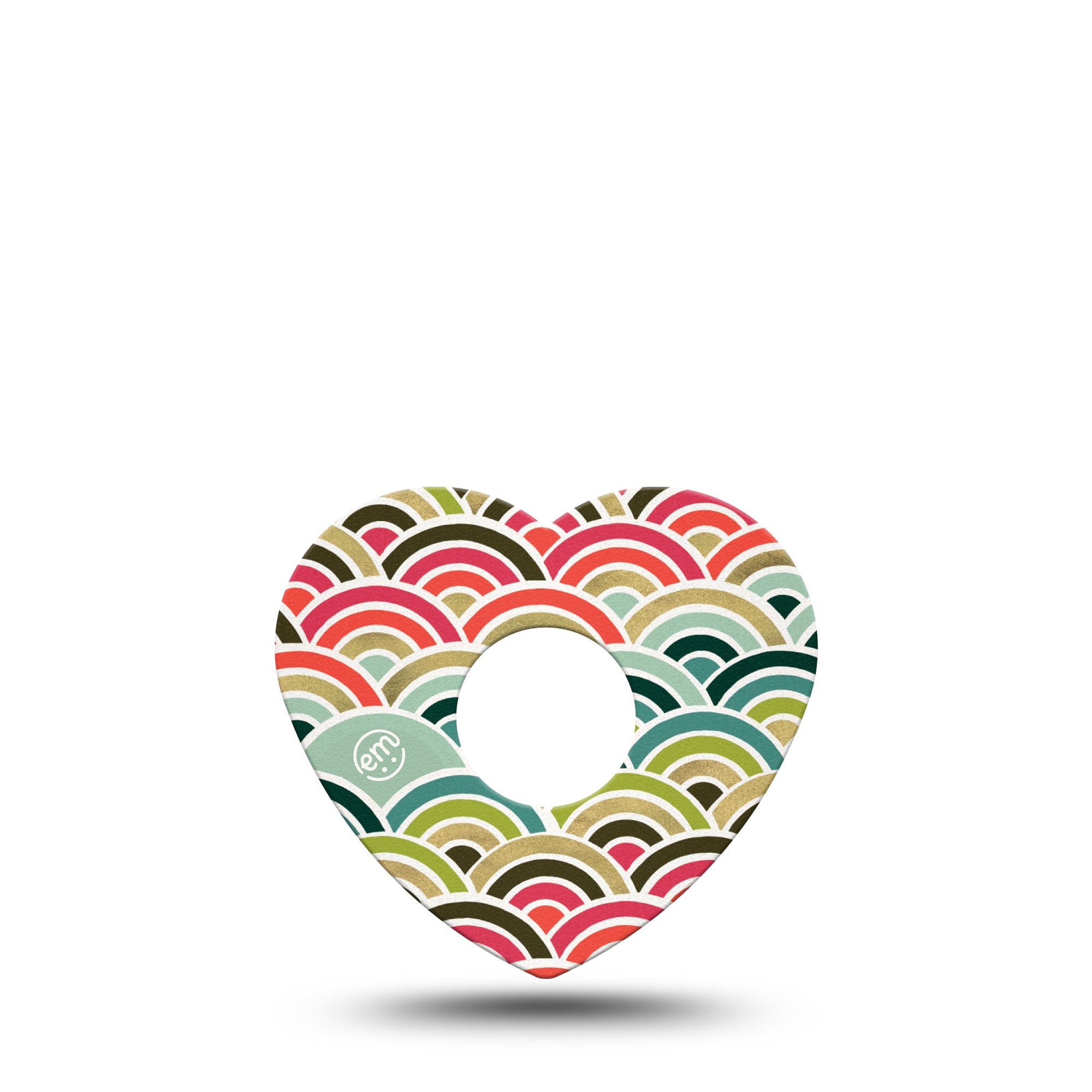 ExpressionMed Coral Mint Freestyle Libre 3 Heart Single, Trendy Rainbow, CGM Overlay Patch Design