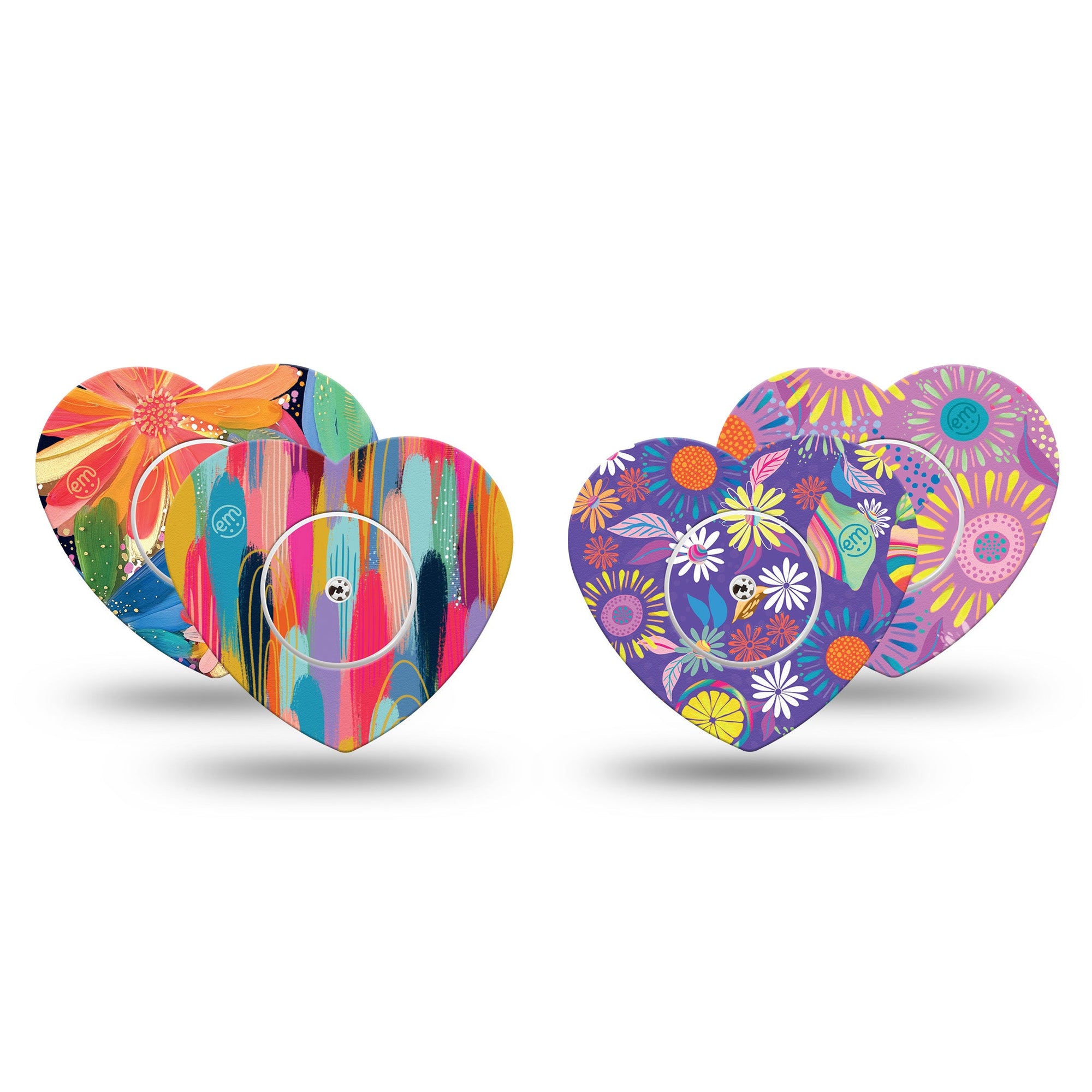 ExpressionMed Etta Vee Variety Pack Freestyle Libre 2 Heart Shape 8-Pack Playful colorful art by Etta Vee Overlay Patch CGM Design, Abbott Lingo