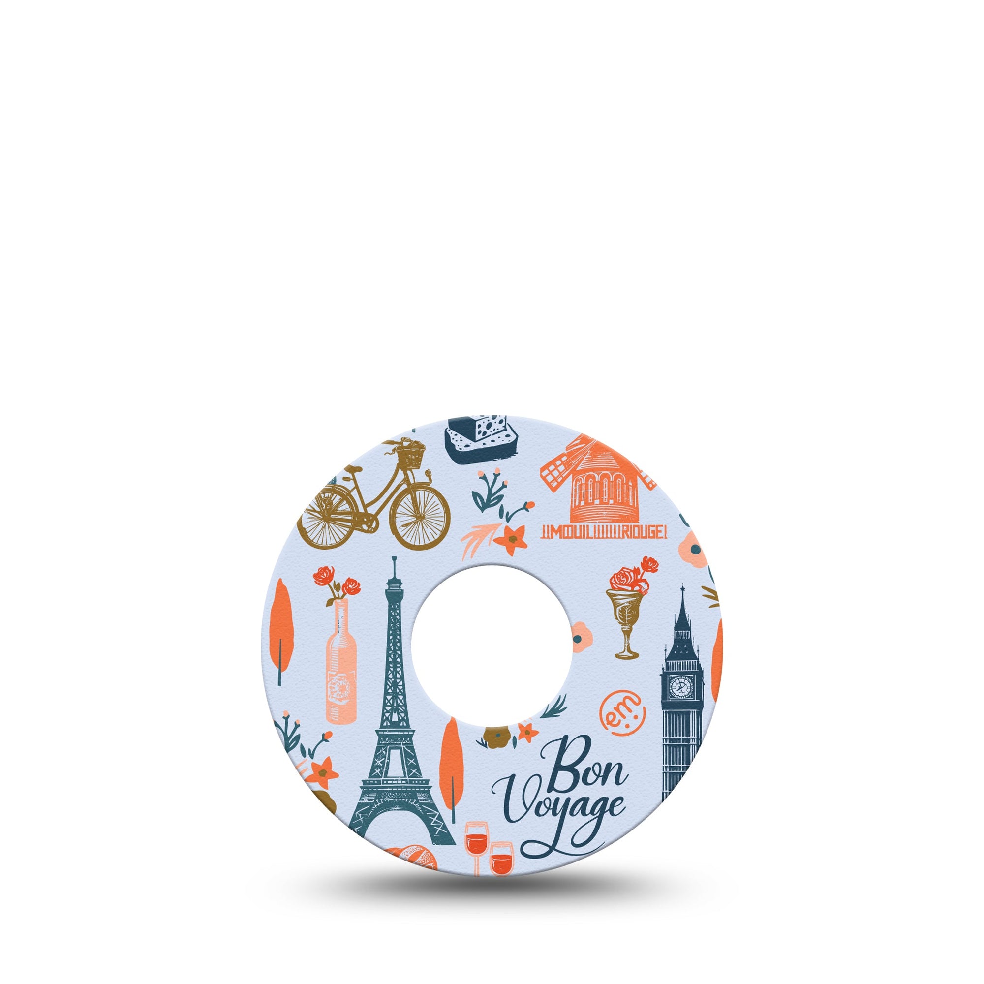 ExpressionMed Bon Voyage Freestyle Libre 3 Single, Wanderlust CGM Fixing Ring Patch Design