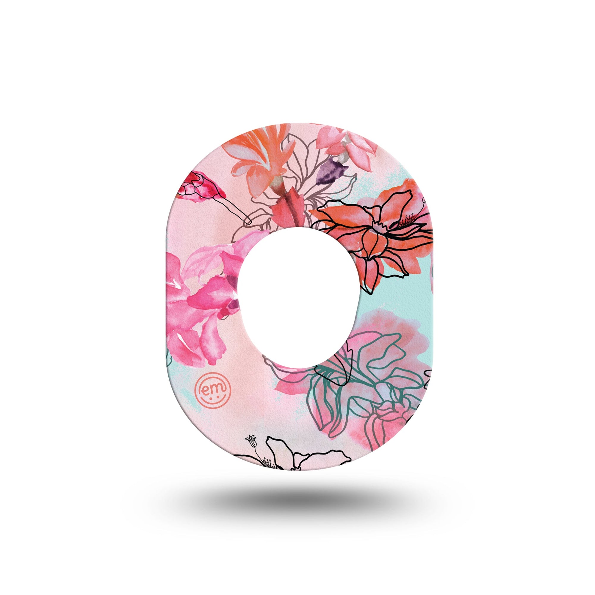 ExpressionMed, Whimsical Blossoms Dexcom G7 Mini Tape, Single, pink and blue flowers design