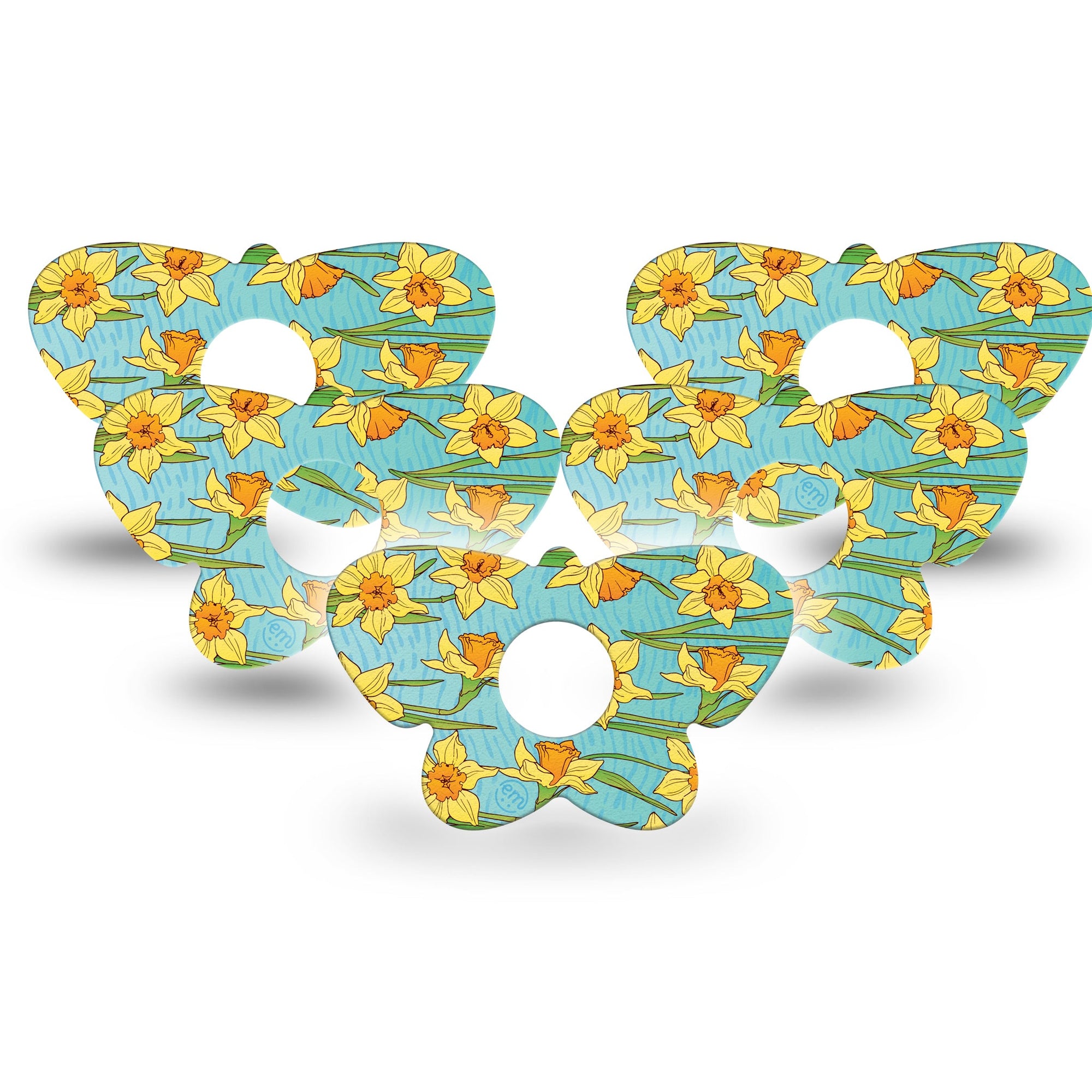 ExpressionMed Daffodils Freestyle Libre 3 Butterfly Shape 5-Pack Dainty Daffodils Adhesive Tape CGM Design