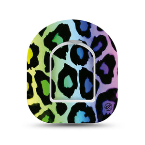 ExpressionMed Multicolored Cheetah Print Pod Mini Tape Single Sticker and Single Tape, Colorful Feline Patch Pump Design