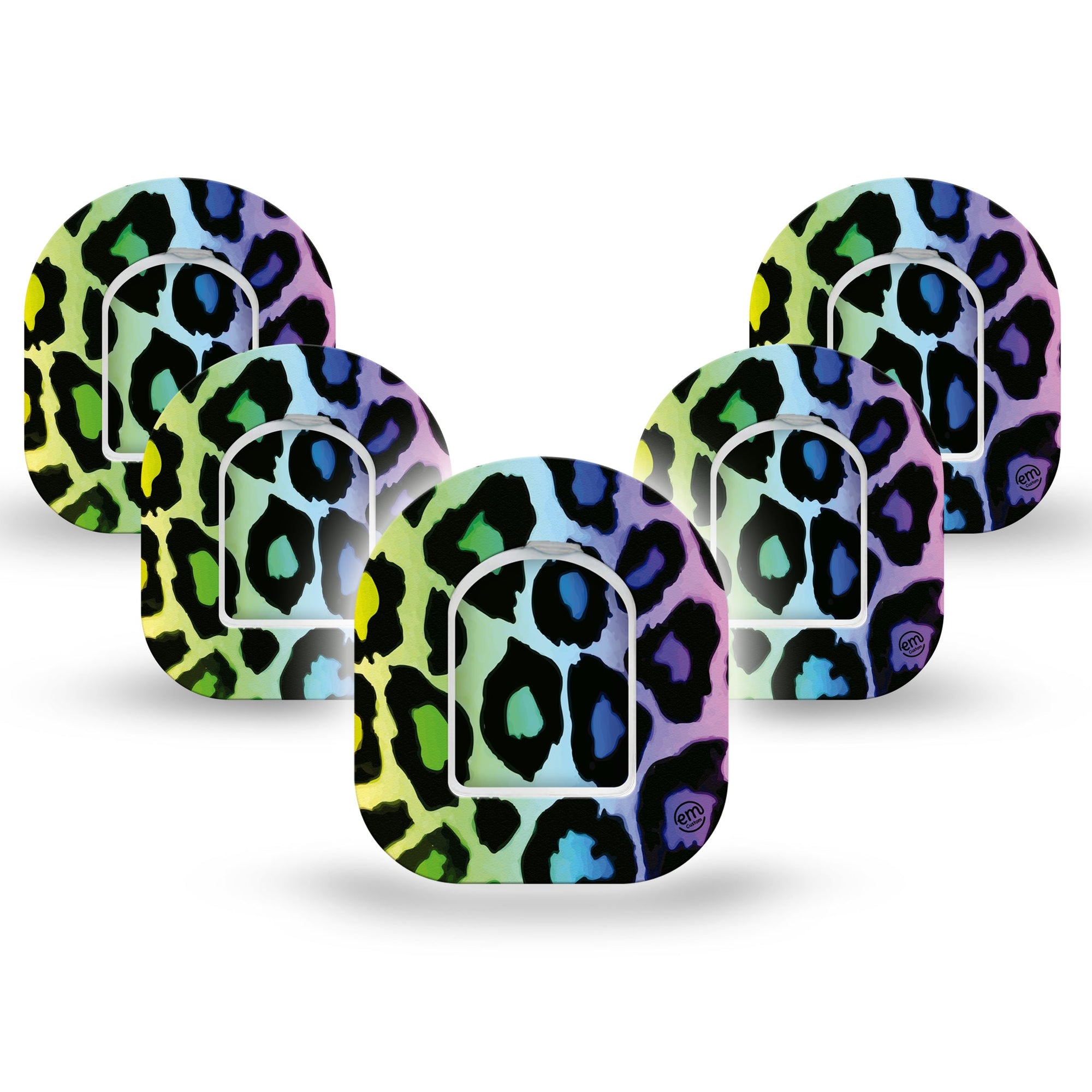 ExpressionMed Multicolored Cheetah Print Pod Mini Tape 5 Stickers and 5 Tapes, Wild Style Patch Pump Design