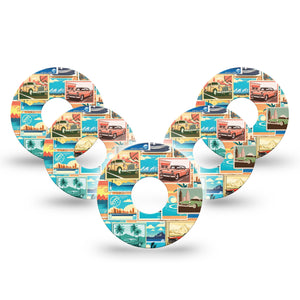 ExpressionMed Vintage Cars Freestyle Libre 3 5-Pack vintage car models  Adhesive Tape CGM Design