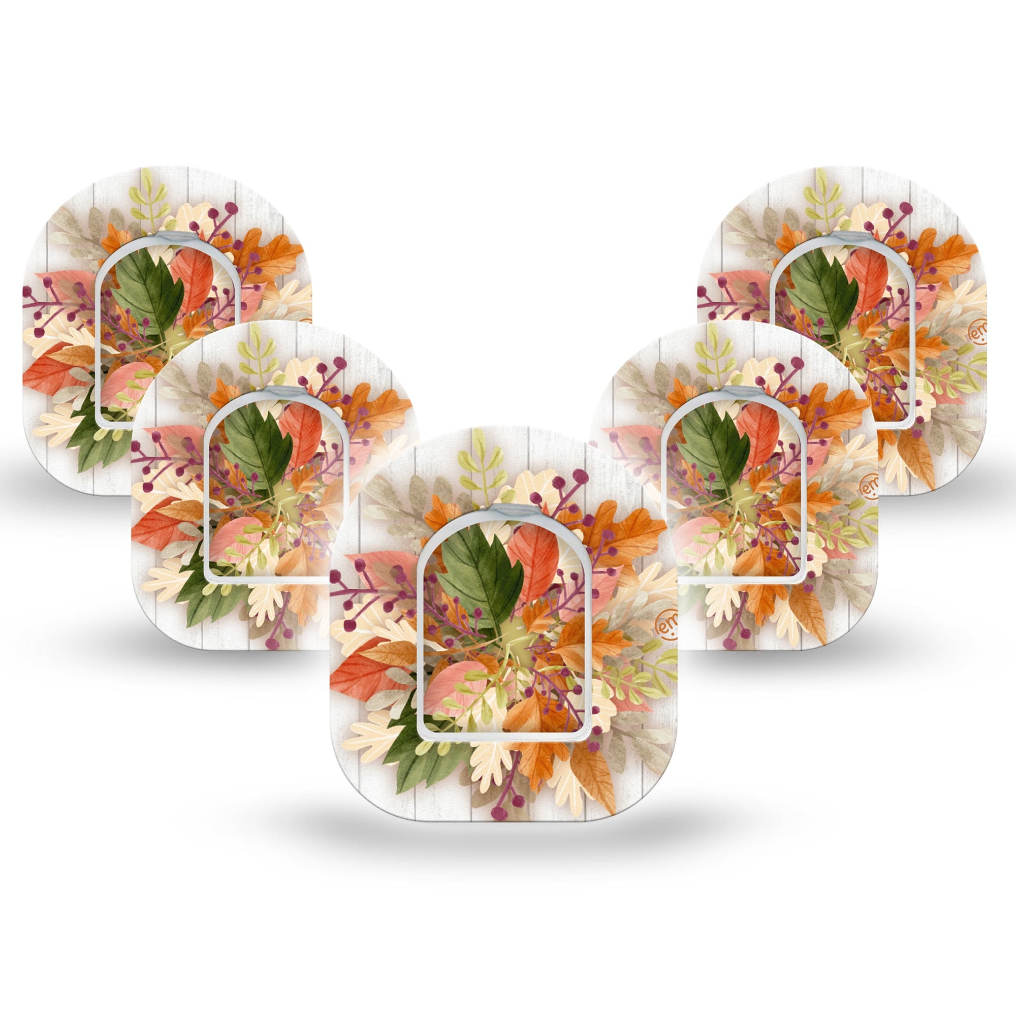 ExpressionMed Autumn Leaves Pod Mini Tape 5 Stickers and 5 Tapes, Golden Leaves Fixing Ring Patch Pump Design