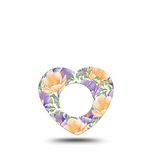 ExpressionMed Crocus Flowers Freestyle Libre 2 Heart Shape Single purple crocus Overlay Patch CGM Design, Abbott Lingo