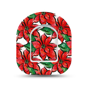 ExpressionMed Poinsettia Pod Mini Tape Single Sticker and Single Tape, Festive Flora Adhesive Patch Pump Design