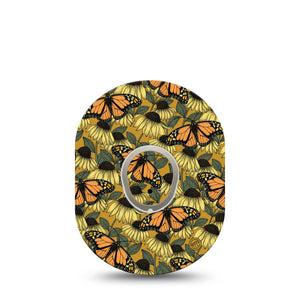 ExpressionMed Coneflowers & Monarchs Dexcom G7 Sticker, Floral Butterflies, CGM Vinyl Tape and Sticker Design, Dexcom Stelo Glucose Biosensor System