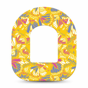 ExpressionMed Yellow Butterfly Wings Omnipod Tape, Single, Colorful Butterfly, CGM Overlay Patch Design