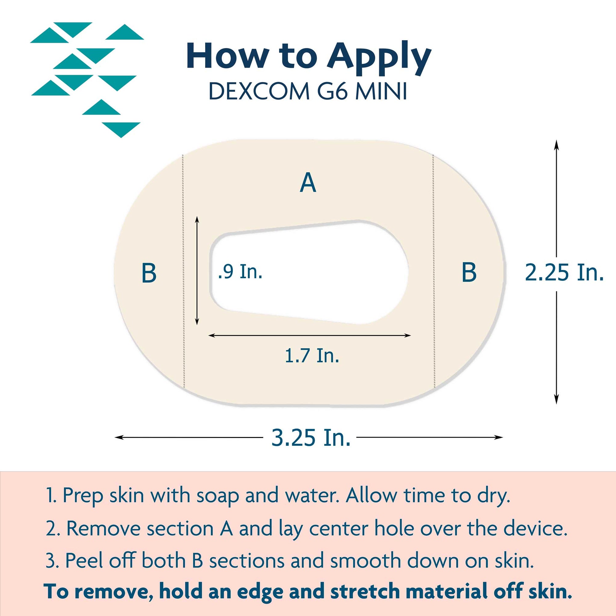 Dexcom G6 Mini Patch Application Instructions and Dimensions