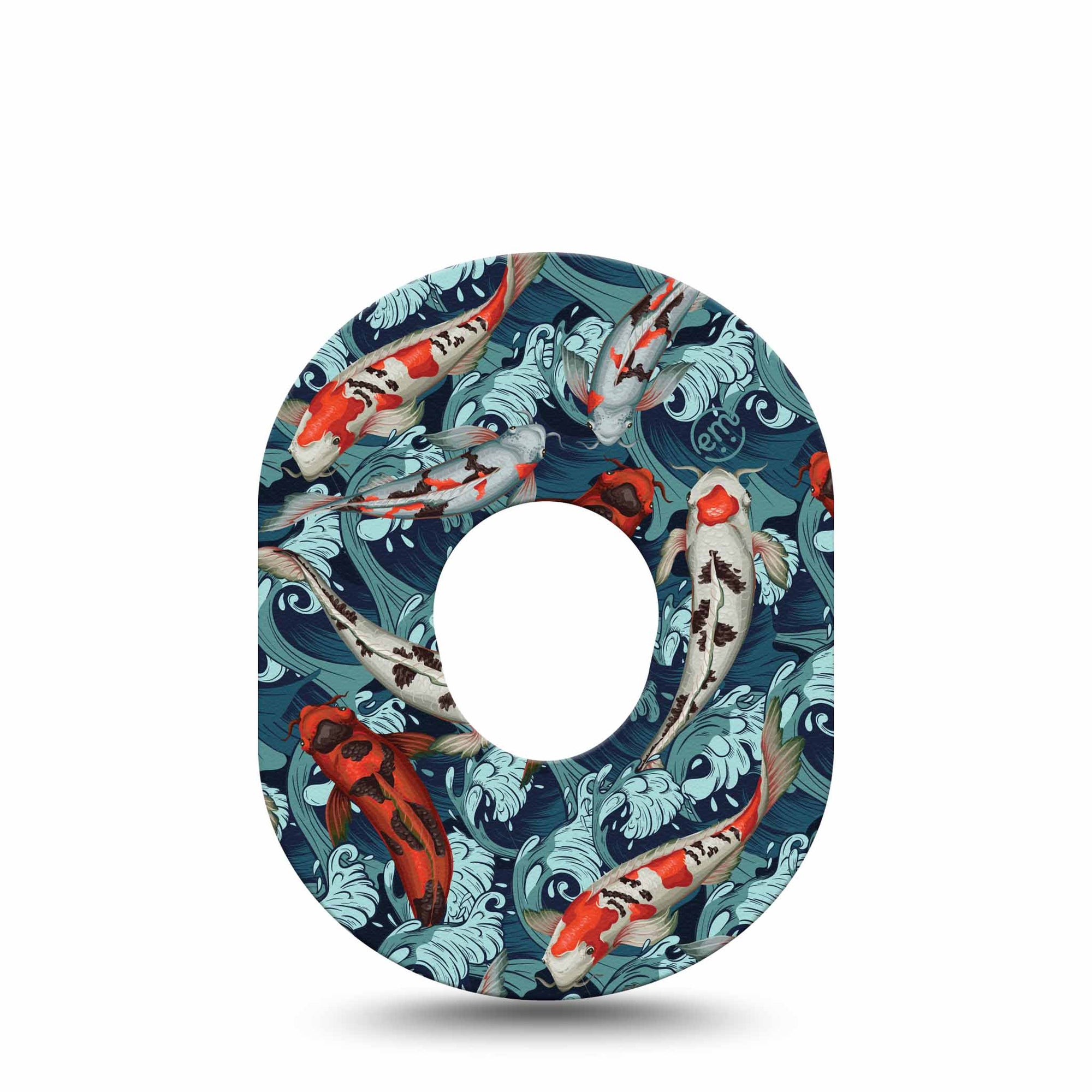 ExpressionMed Koi Dexcom G7 Tape, Single, Fish Artwork Themed, CGM Adhesive Patch Design, Dexcom Stelo Glucose Biosensor System