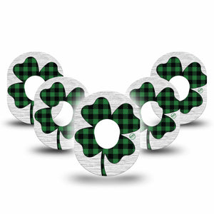 Embroidered Clover Dexcom G7 Tape, 5-Pack, Embroidered Leaves Themed, CGM, Adhesive Patch Design