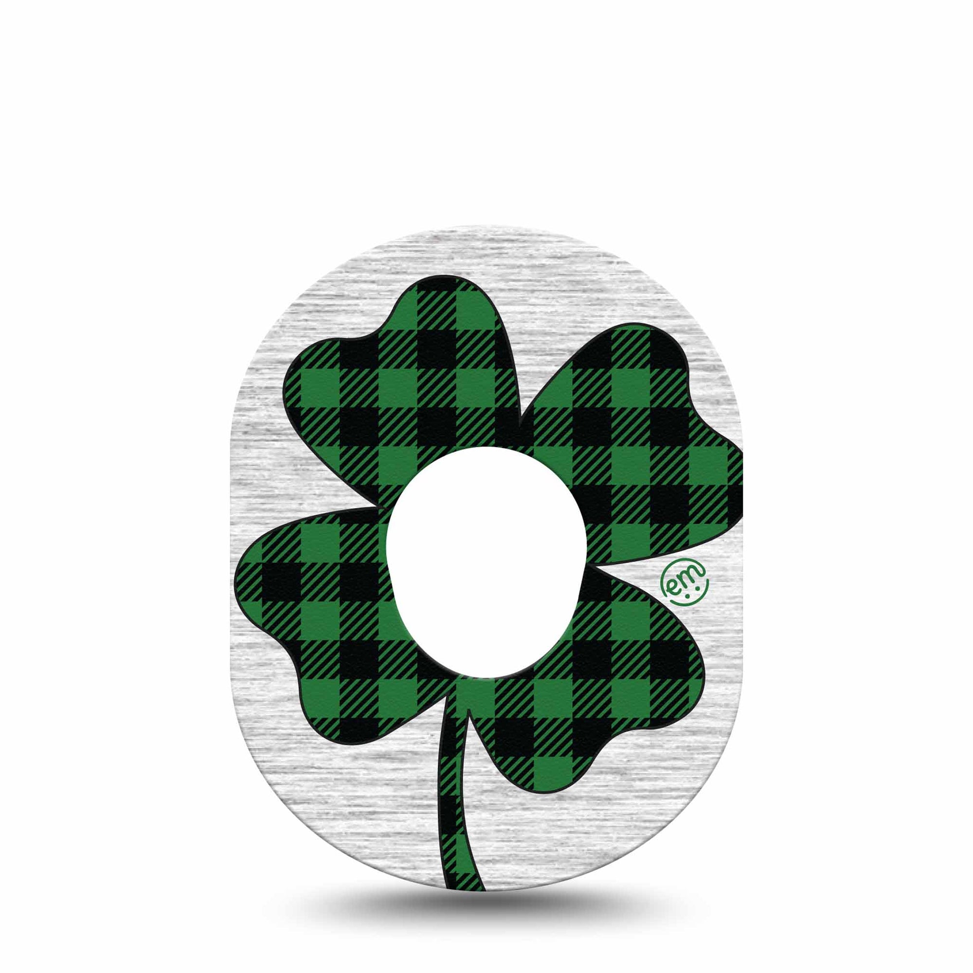 ExpressionMed Embroidered Clover Dexcom G7 Tape, Single, Plaid Clover Inspired, CGM Patch Design, Dexcom Stelo Glucose Biosensor System