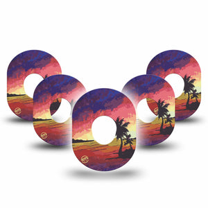 Sunset Dexcom G7 Tape, 5-Pack, Summer Sunset Themed, CGM, Overlay Patch Design