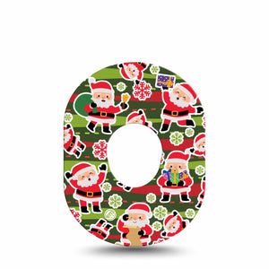 ExpressionMed Santa Sticker Bomb Dexcom G7 Patch, Single, Holiday Themed CGM Adhesive Tape Design, Dexcom Stelo Glucose Biosensor System