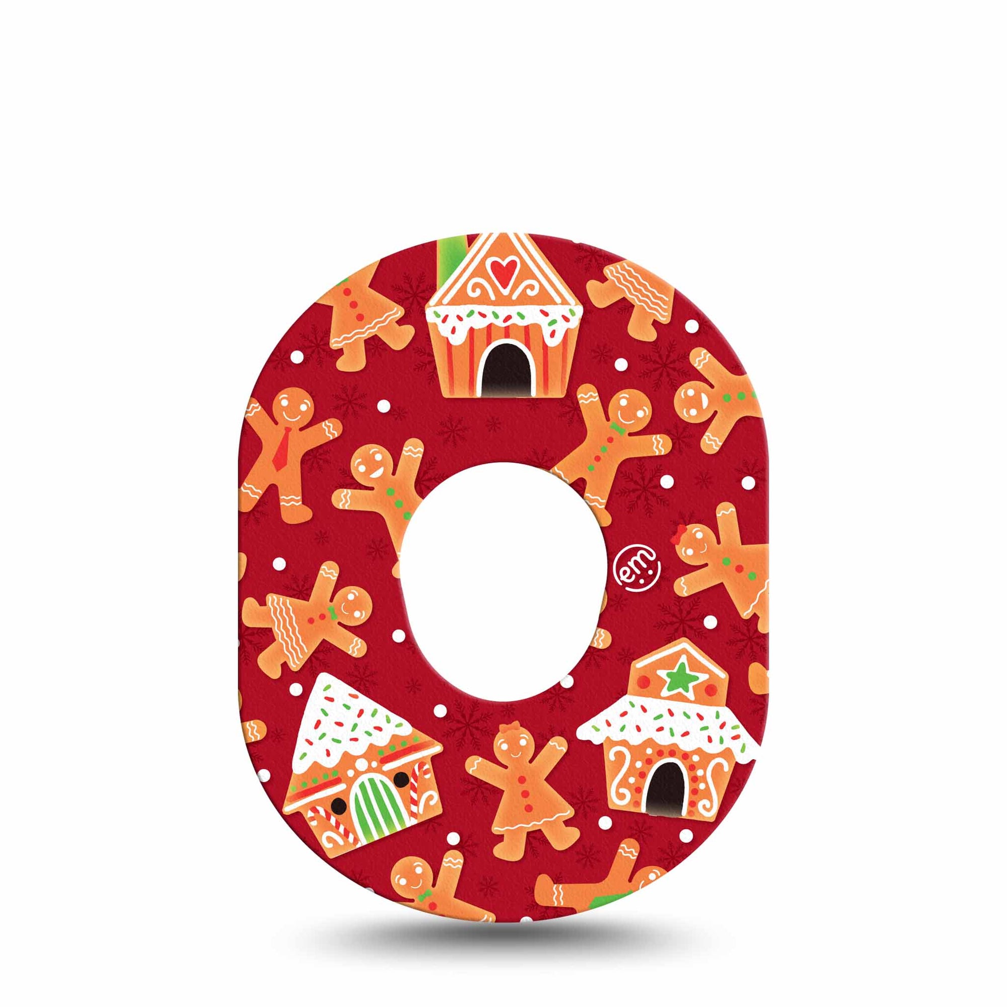 ExpressionMed Gingerbread Fun Dexcom G7 Patch, Single, Christmas themed CGM adhesive Tape design