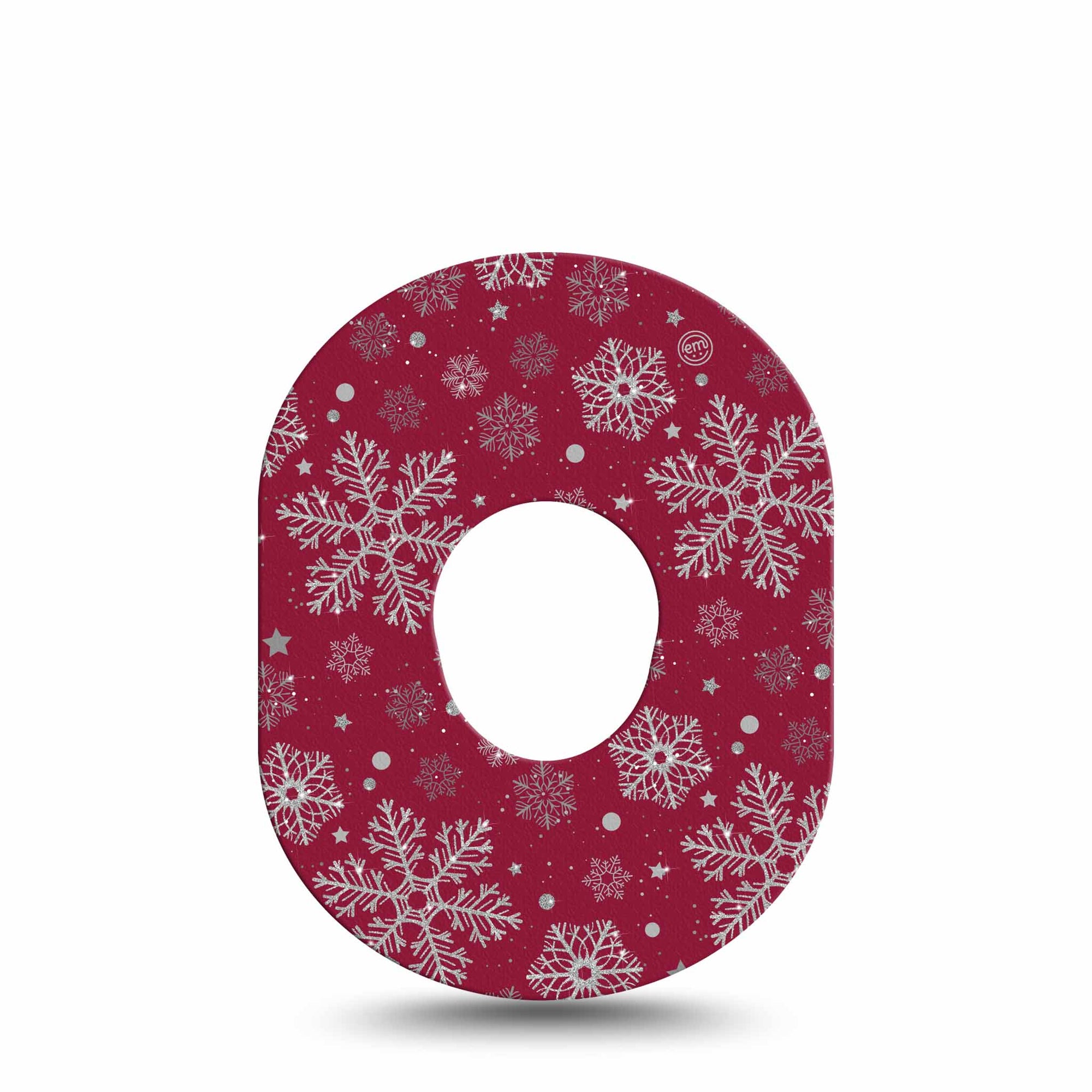 ExpressionMed Silver Snowflakes Dexcom G7 Tape, Single, Maroon Background Silver Snowflakes CGM Adhesive Patch Design, Dexcom Stelo Glucose Biosensor System