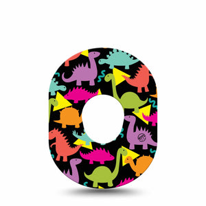 Delightful Dinos Dexcom G7 Tape, Single, Colorful Dinos Themed, CGM Adhesive Patch Design