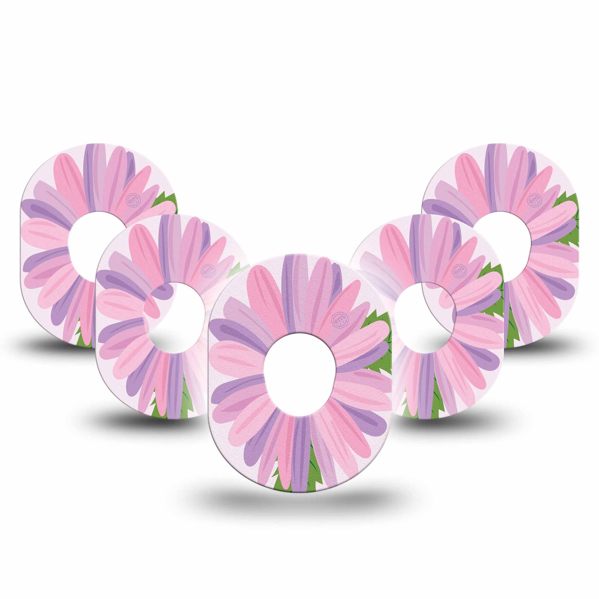 Daisy Dexcom G7 Tape, 5-pack, Pink and Purples Daisy Flower, CGM Patch Design, Dexcom Stelo Glucose Biosensor System