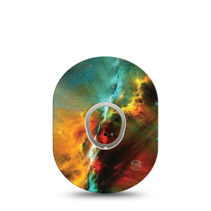 Nebula Dexcom G7 Transmitter Sticker, Single, Outer Space Cosmic Dust G7 Vinyl Sticker with matching G7 Fixing ring Patch