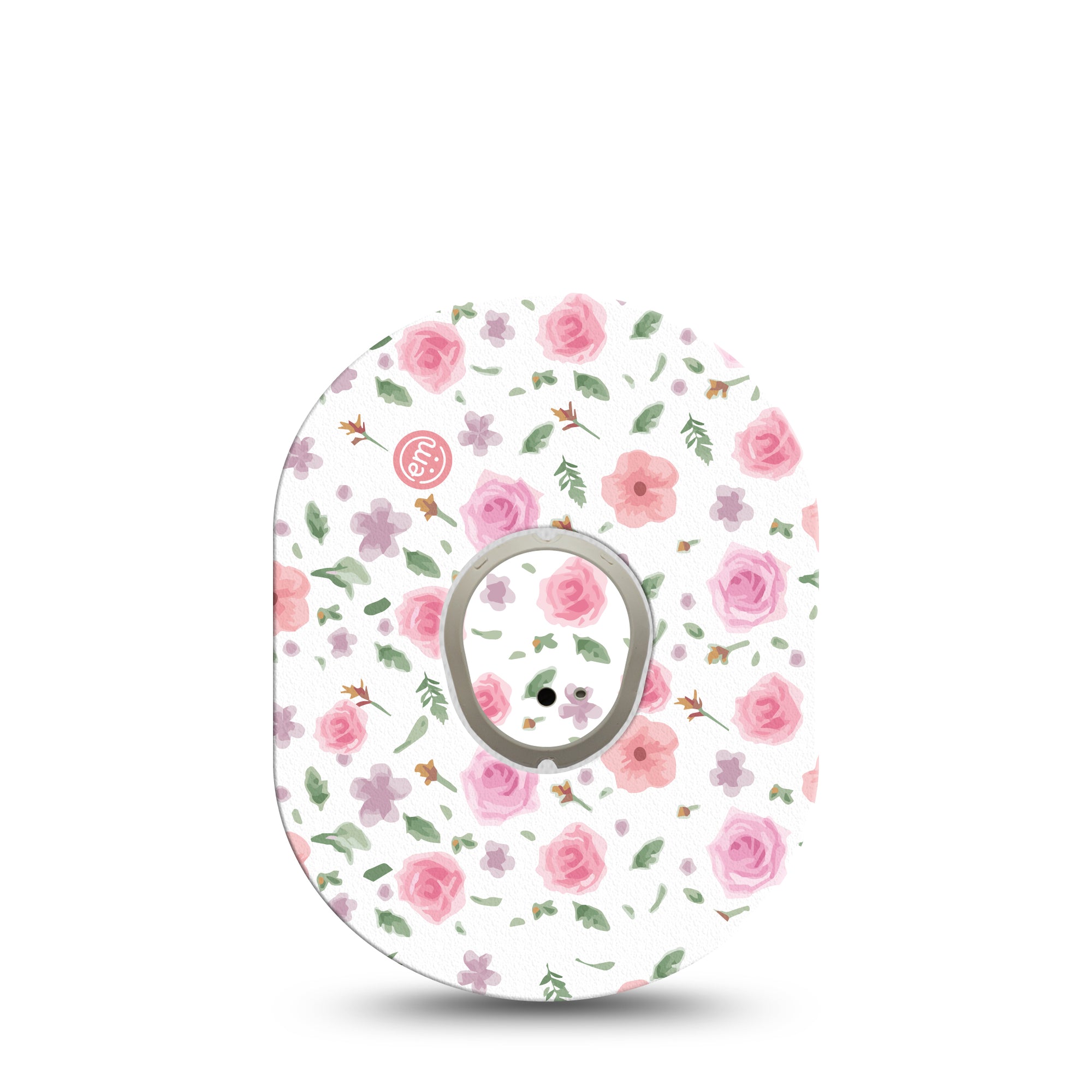 ExpressionMed Pastel Flowers Dexcom G7 Transmitter Sticker, Single, Delicate Pink G7 Center Vinyl Sticker with matching pink floral Tape, Dexcom Stelo Glucose Biosensor System